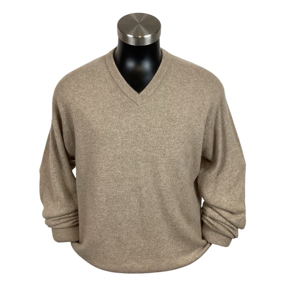 Joseph & Lyman Pure Cashmere Limited Collection V Neck Sweater Cream